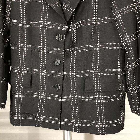 Raffinati LE COLLEZIONI Wool Cashmere Black White‎ Blazer Sz 14 - Picture 5 of 8